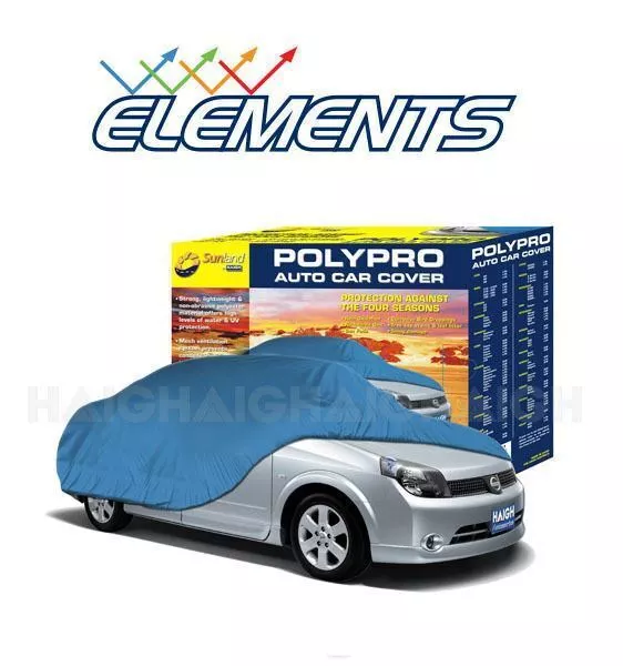 Sunland Car Cover Fits Small-Med Cars 4.3m Polypro UV Protect Weather Resistant