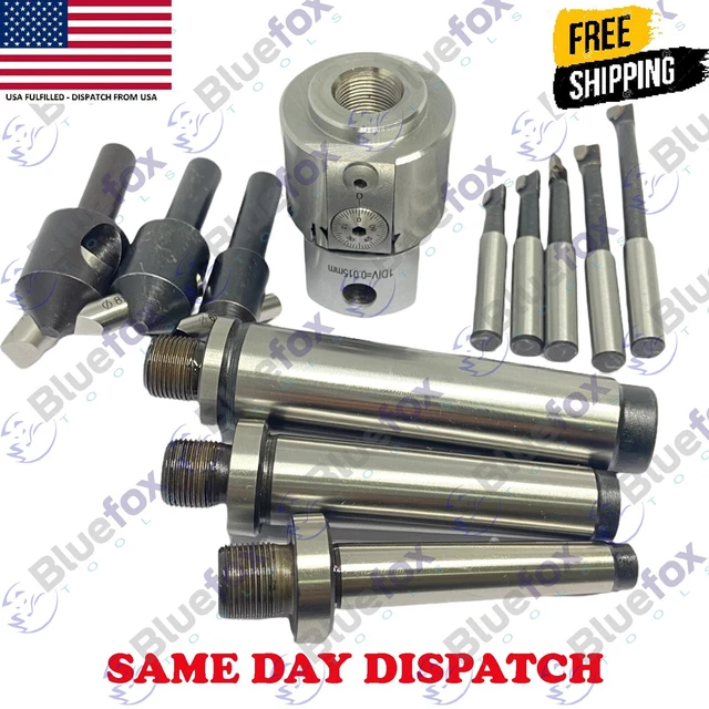 1.5" Boring Head MT1 MT2 MT3 Shank 8MM Carbide Boring Bar Round Fly Cutter Kit