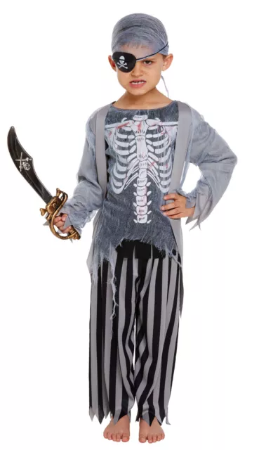 Robe fantaisie pour enfants Halloween zombie pirate squelette os tenue costume neuf 4-12