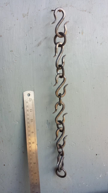 12pce Set Hand forged 'S'Hook Multipurpose Garden Iron Blacksmith made Chain 2