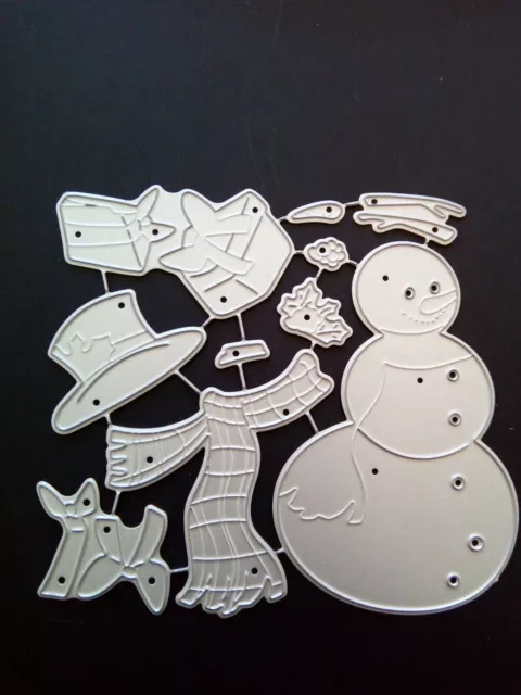 A winter Christmas Snowman presents scarf hat die set metal cutting die UK