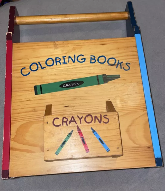 WOODEN CRAYON AND Coloring Book Storage Organizer Caddy $16.95