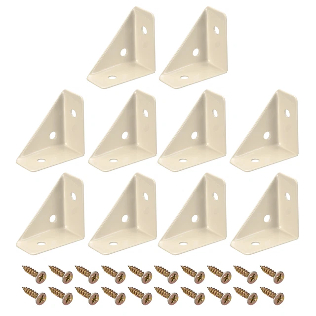 10Pcs Angle Corner Brackets 38x38mm Braces Joining Support with Screws Beige