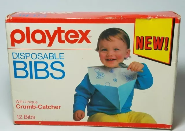 Vintage Playtex NOS Disposable Bibs with Unique Crumb Catcher Qty 12 1987 Prop