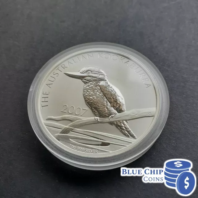 2007 $1 AUSTRALIAN KOOKABURRA PERTH MINT 1oz SILVER BULLION COIN IN CAPSULE