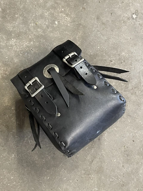 Harley Kawasaki Honda Universal Black Leather Tool Bag Pouch Nice