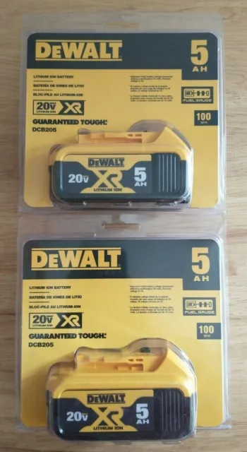 2PCS New DeWalt 18v 20v XR Max 5.0ah Battery DCB184 Li-Ion Battery