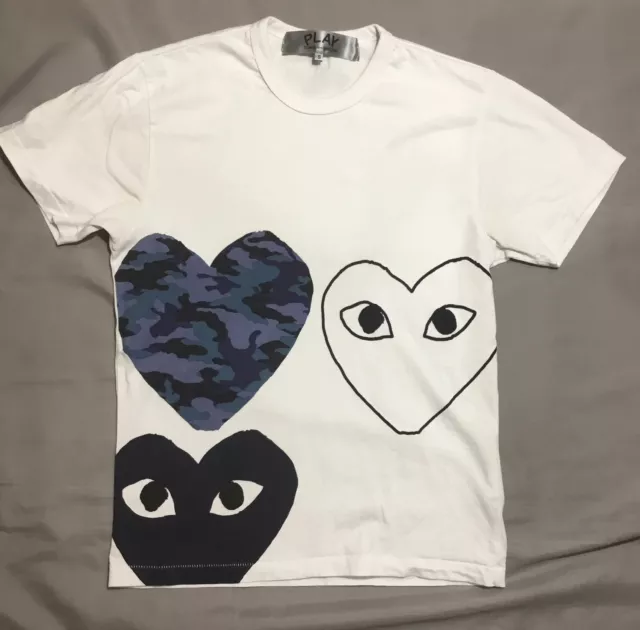 Comme Des Garcons Play Womens - Black Heart -  White T Shirt - UK S