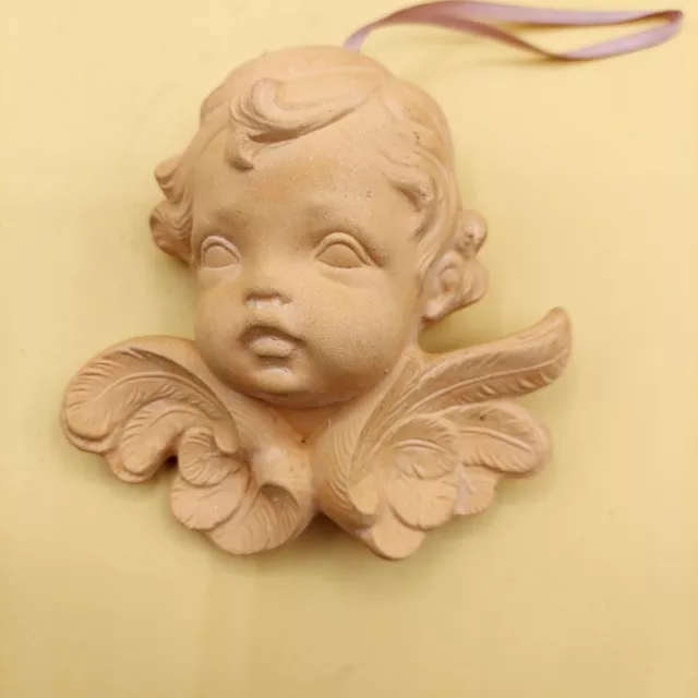 Vintage 80s Scioto Victorian Angel Wall Hanging Cherubs pottery Ceramic figurine