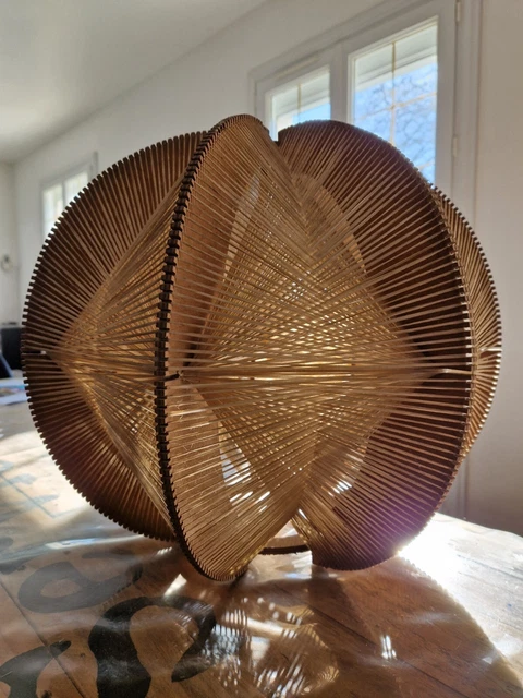 Superbe suspension bois et fil Scandinave années 60 vintage
