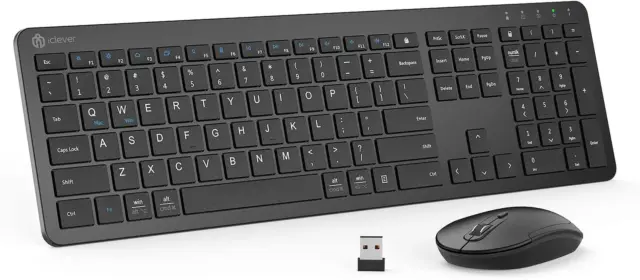 GK08 Wireless Keyboard and Mouse - Rechargeable Wireless Keyboard Ergonomic Full