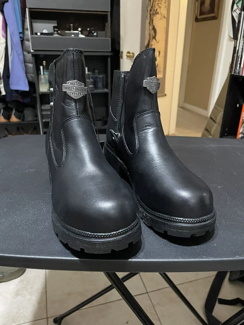NEW IN BOX Women’s Harley Davison Zip Close Boots STEEL TOE