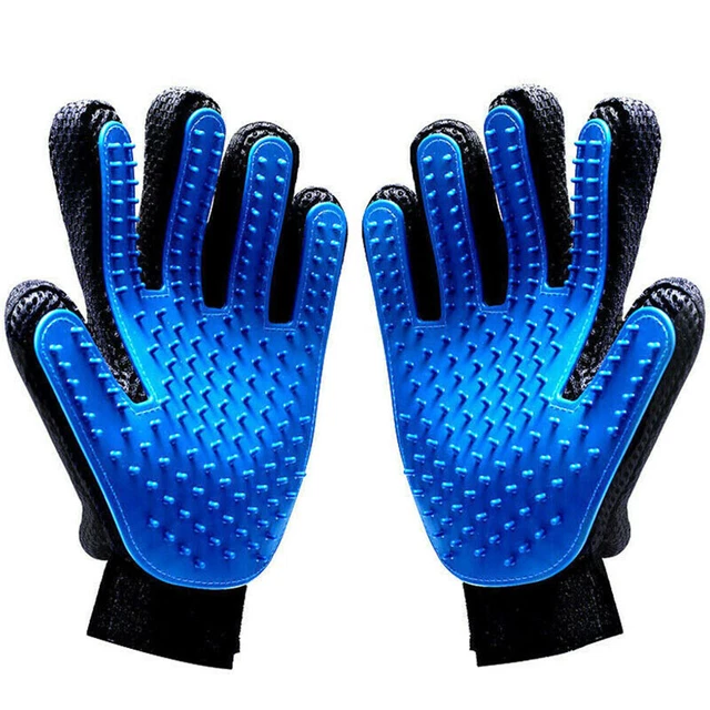 X2 Set Pet Grooming Glove Brush Fur Remover Mitt Dog Cat Back Massage Deshedding