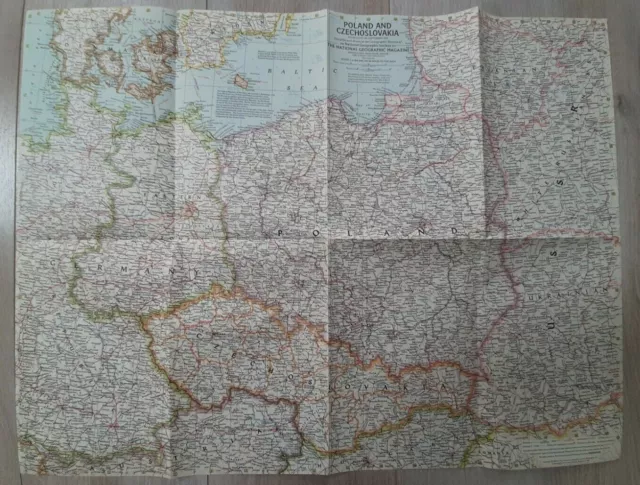 National Geographic Map of Poland & Czechoslovakia. (Sept, 1958).