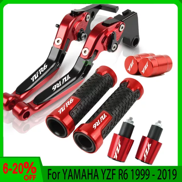 For YAMAHA YZF R6 Motorcycle Adjustable Brake Clutch Levers Grips Handlebar Kit