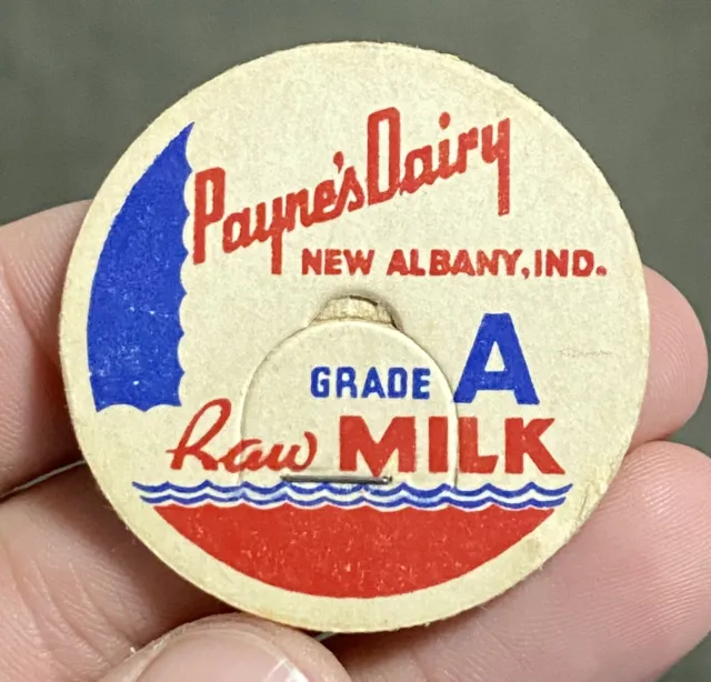 Vintage Payne’s Dairy New Albany Ind. Indiana Grade A Raw Milk Bottle Cap Top