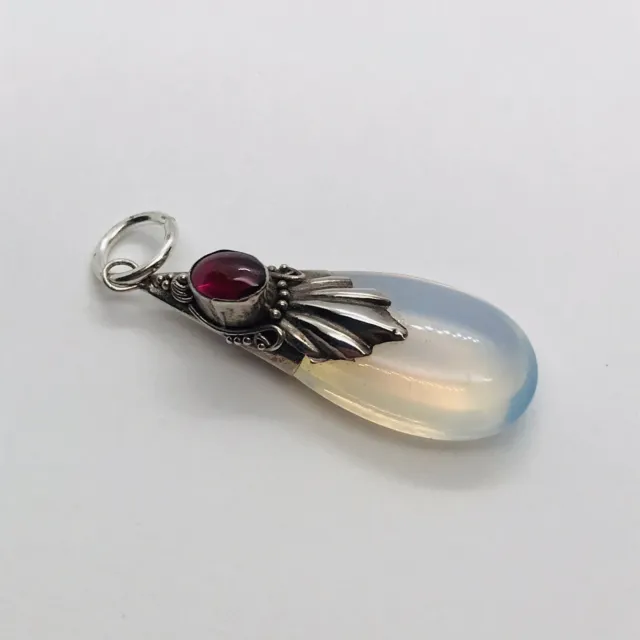 Sterling Silver Dragons Breath Luminescent Art Glass Drop Pendant Marked 925