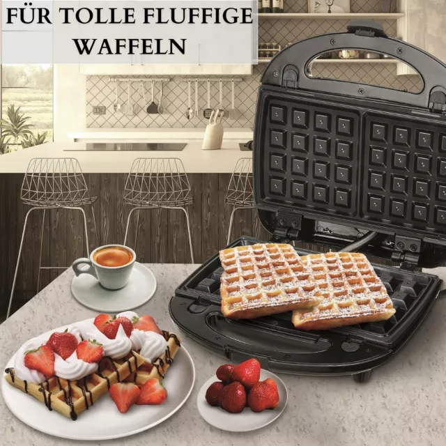 3in1 Sandwichmaker Elektrogrill Sandwichtoaster Waffeleisen Kontaktgrill 2