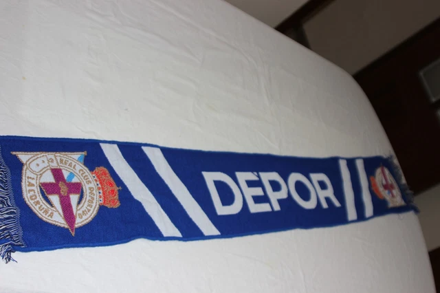 Bufanda Real Club Deportivo De La Coruña - Blanca/Azul, 140x20 Cm, Tejido Acrílico