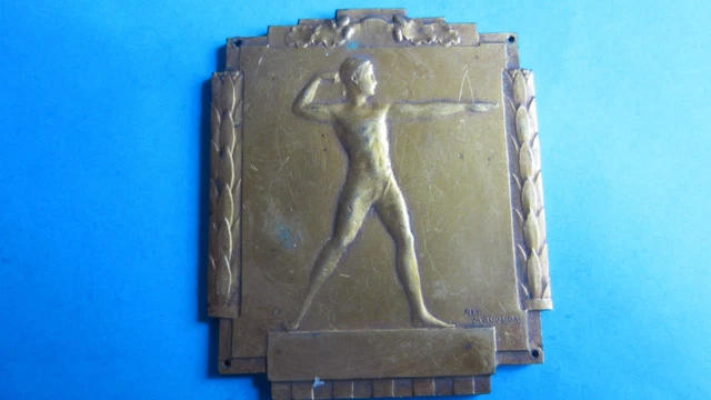 Plaque / Médaille Ancienne En Bronze 'LA BRISE' - Trophée Club Nautique - Thème Bateau Et Sport Nu - XXe Siècle