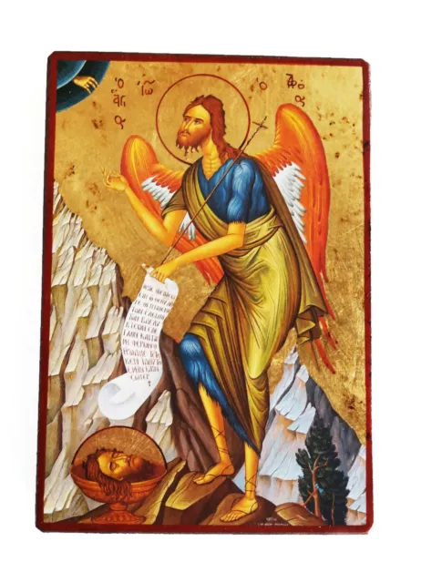 Greek Russian Orthodox Handmade Wooden Icon Saint John the Baptist 02 19x13cm