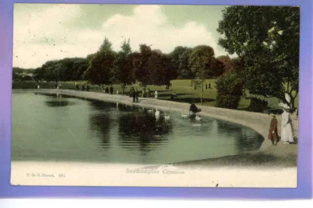 Early 1906 Lake At Southampton Common Hampshire Local Fgo Stuart Postcard