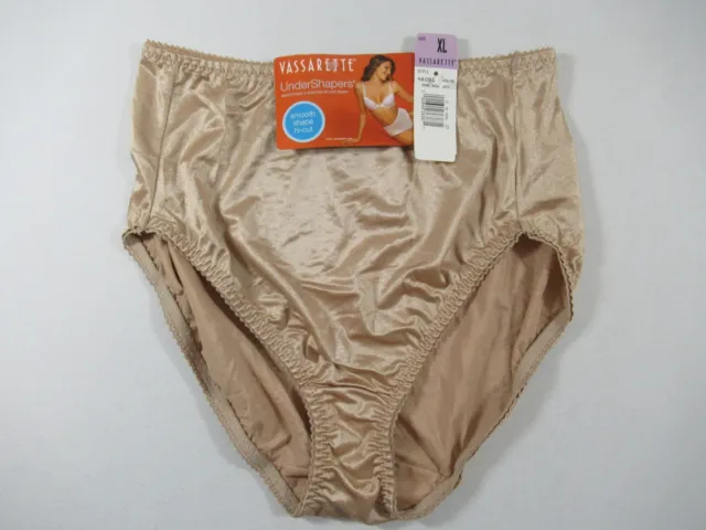 NEW VASSARETTE UNDERSHAPERS Hi-Cut Brief Panties Women XL Beige