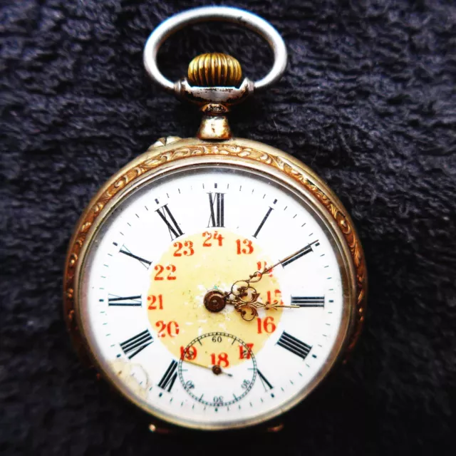 Uomo Tasca , Argento, Zifferblattschaden, Zylinderhemm. Buona Funkt. ca-1900