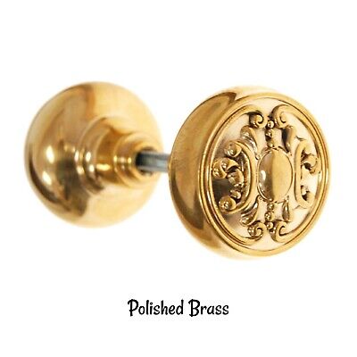 Pair of Victorian Ornate Metal Door Knobs Acanthus Design Polished Brass