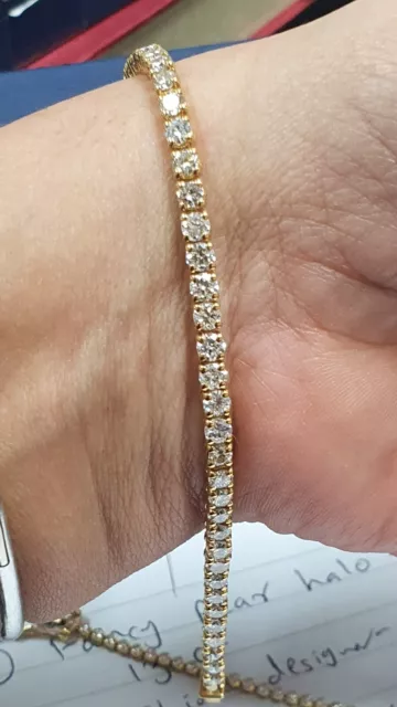 Clearance Sale..! F/VS 6.00 Ct Round Diamond Tennis Bracelet In 18K Yellow Gold