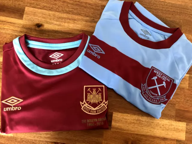 West Ham United Farewell Boleyn home shirt & 125 away shirt Mens size Small / S