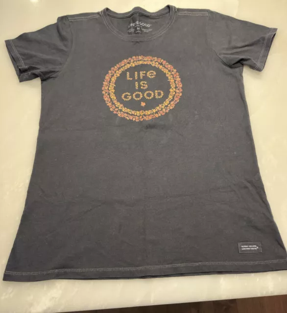 Life Is Good Ladies Leaves Coin Crusher Tee, Size Medium