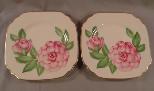 Lot of 2 Vintage Onondaga Pottery Syracuse China Accent Plates The Camellia