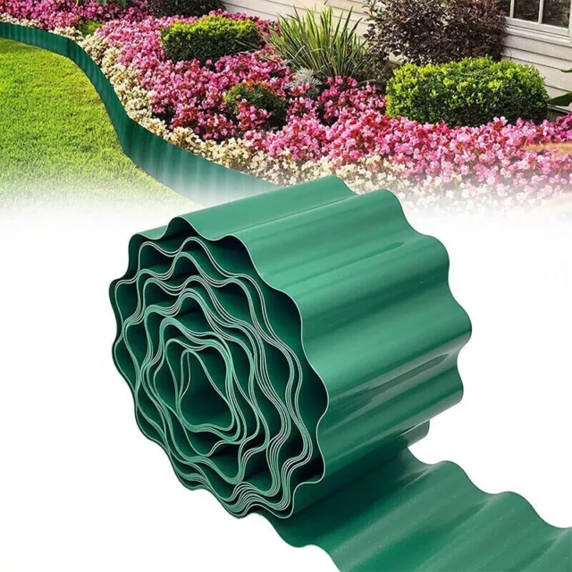 Garden Lawn Edging Green Plastic Border Outdoor Plant Flower Bed Tidy 12CM x 6M