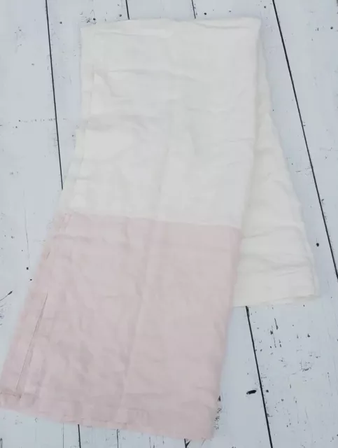 RARE Restoration Hardware Baby Child Linen Shower Curtain 74 x 76 Pink White NEW
