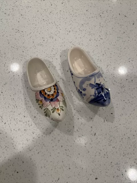 Delft Blue Holland Amsterdam Dutch Windmill Hand Painted Ceramic Clog Shoe Tulip