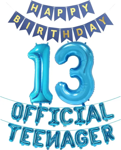 Official Teenager 13Th Birthday Decorations Boys Girls, Happy Birthday Banner