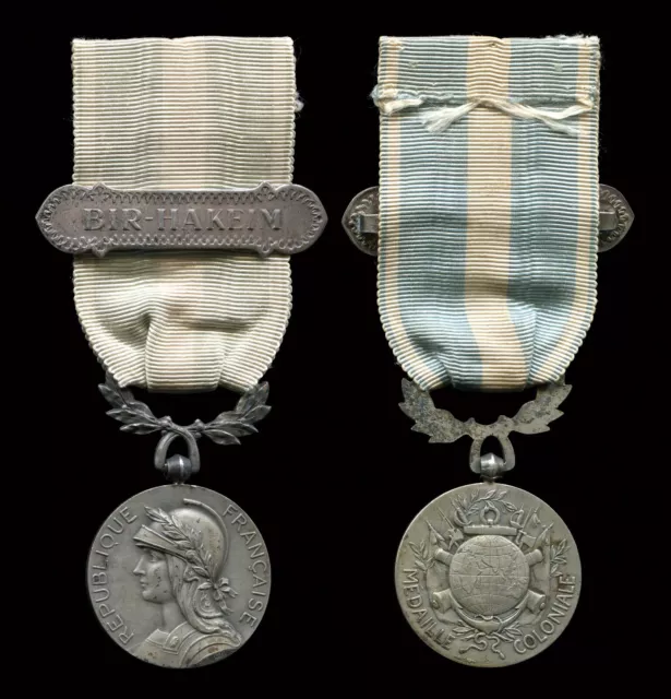 Médaille Coloniale du 2ème type agrafe de style oriental Bir-Hakeim en argent