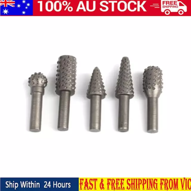 5PCS Wood Carving Rotary File Grinder Drill Bits RASP Carbide Cut File  Woodwork