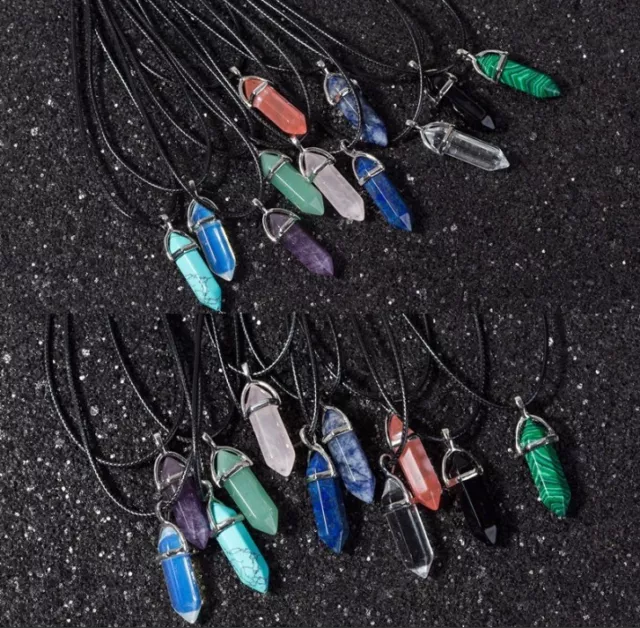 Natural Crystal Quartz Point Hexagonal Healing Pendant Reiki Chakra Necklace Hot
