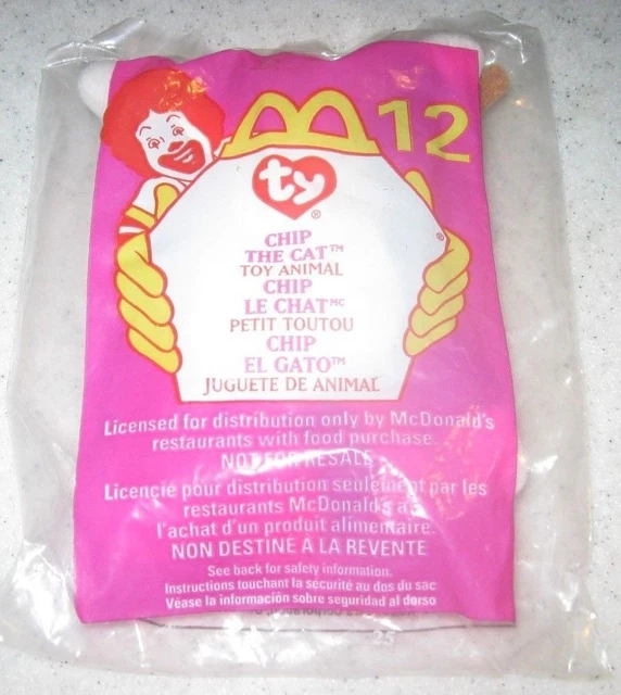 MCDONALDS HAPPY MEAL TY Plush Toy Chip the Cat 12 1999 (gt17) 4.75