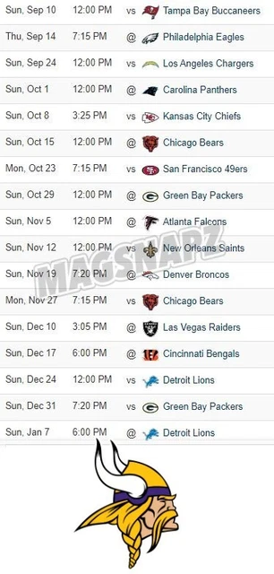 MINNESOTA VIKINGS 2023-2024 NFL Football Schedule 4x6 in Beer Fridge Magnet $9.99 - PicClick