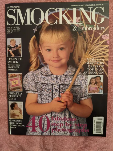 AUSTRALIAN SMOCKING & EMBROIDERY Magazine, Issue No. 64, 2003, Very Good Cond.
