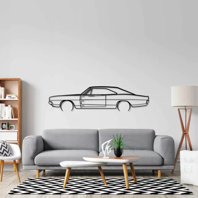Wall Art Home Decor 3D Acrylic Metal Car Auto Poster USA Silhouette Charger 1969