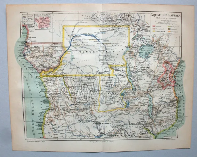 Kolonien Afrika, Äquator, Ostafrika, Sansibar - Alte Karte um 1895