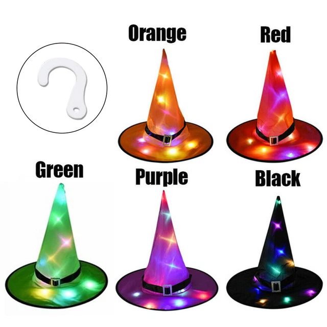 LED WITCH HAT Halloween Glowing Witches Hat Light up Witch Hat for