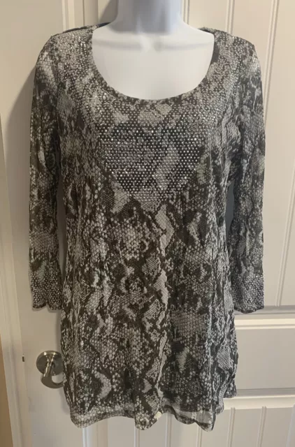 INC International Concepts top Tunic long sleeves snakeskin print, size M