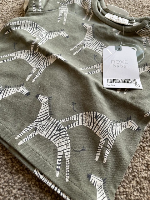 T-shirt neonato Next prima taglia confezione da due stampa zebra cachi neonato 2