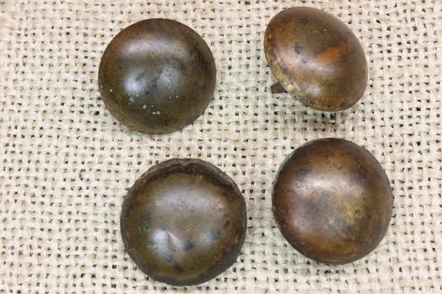 4 Old Large Brass Tacks 3/4” Tarnish Round Head Vintage Furniture Antique Patina