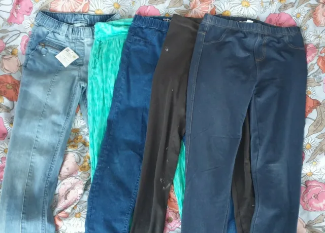Leggings jeans in denim ragazza 10-11 anni pantaloni vestiti pacchetto marchi mix